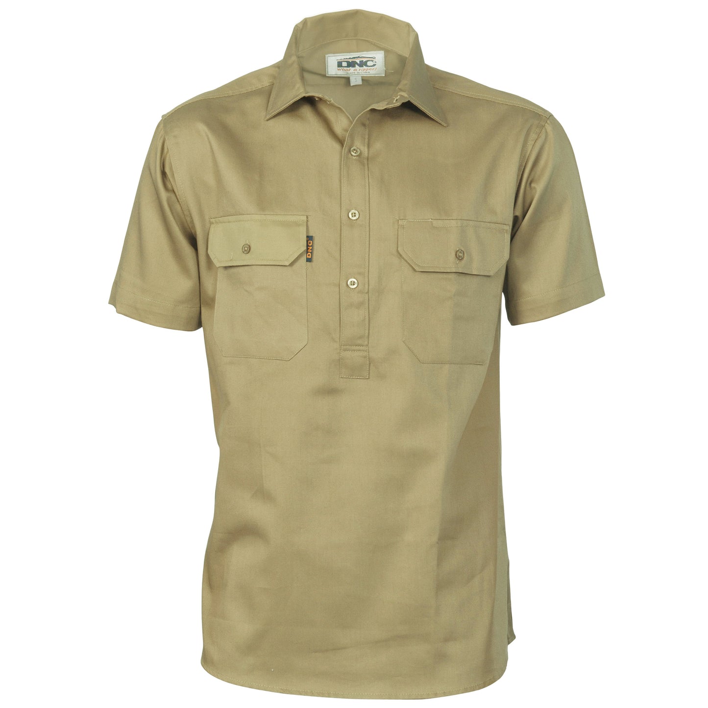 Cotton Drill Close Front Work Shirt - Short Sleeve