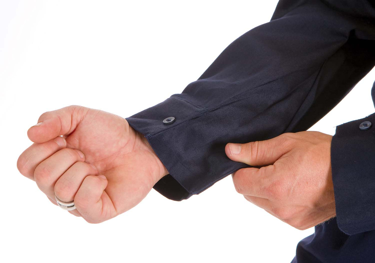 Close Front Cotton Drill Shirt - Long Sleeve