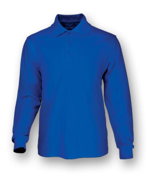 Kids Plain Colour Poly Face Cotton Backing L/S Polo