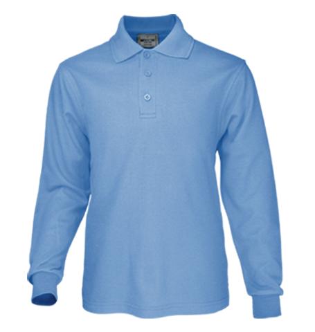 Kids Plain Colour Poly Face Cotton Backing L/S Polo