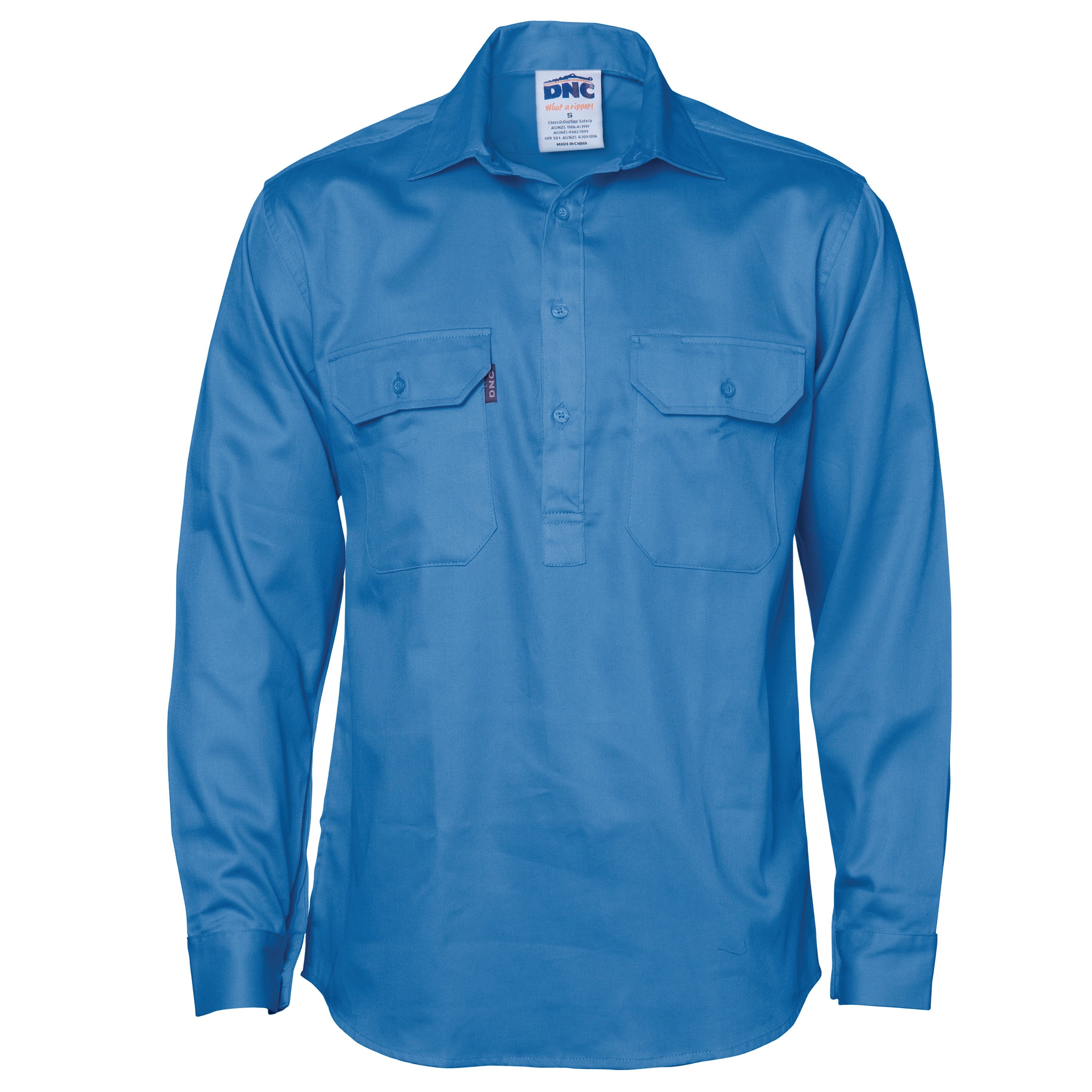 Close Front Cotton Drill Shirt - Long Sleeve